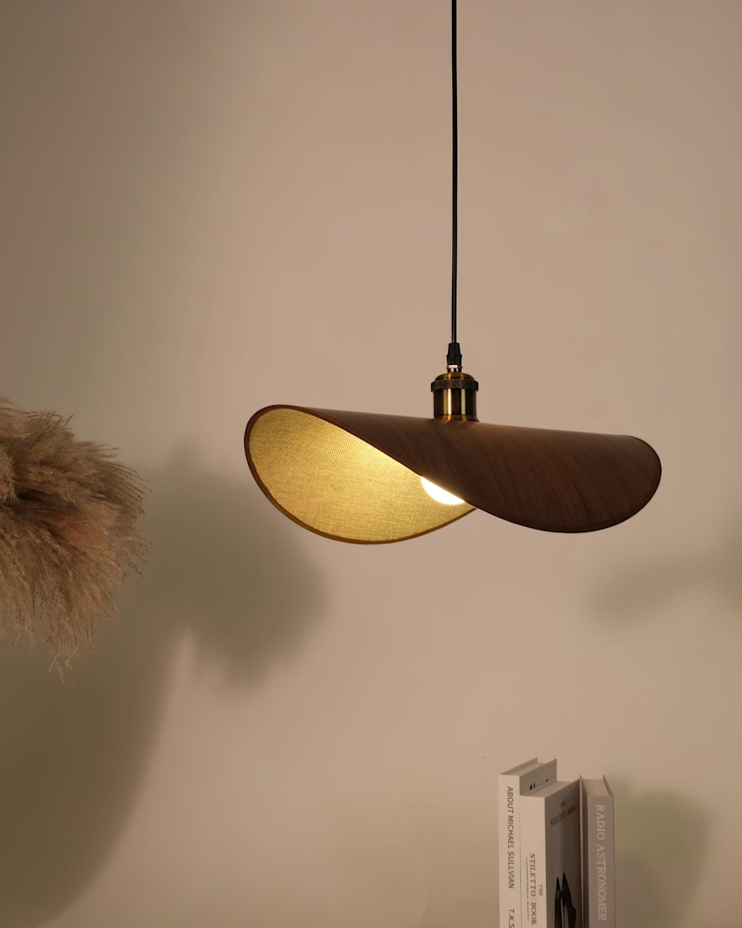 Pendant Lamp Linen Fabric Shade Wood