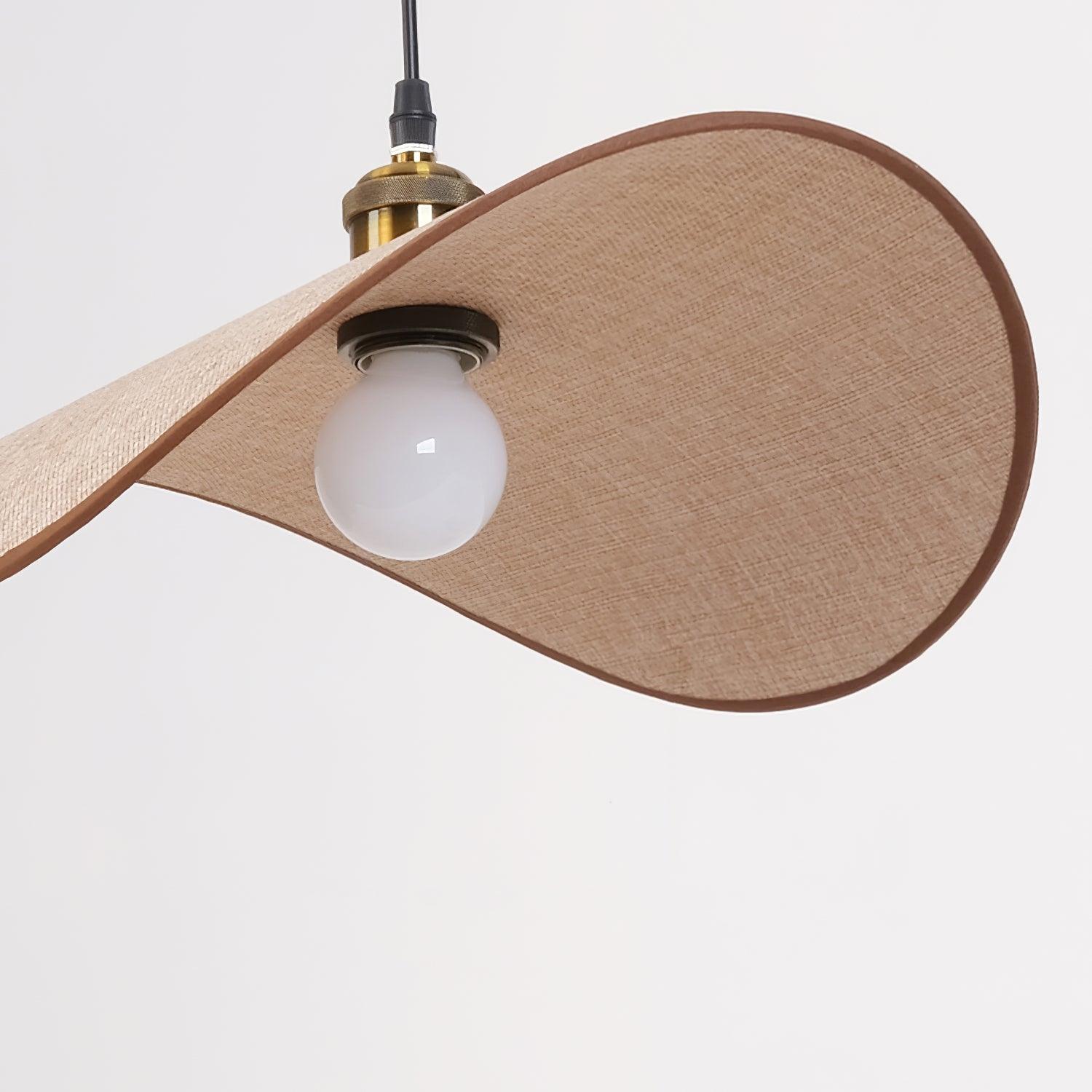 Mirelle Pendant Lamp Linen Fabric Shade Wood Minimalist-Neutral Decor