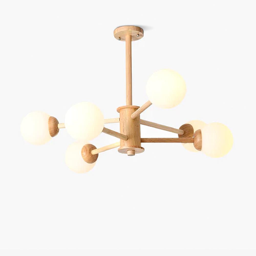 Kalds Chandelier Wooden Globe Minimalist Natural-Neutral Decor