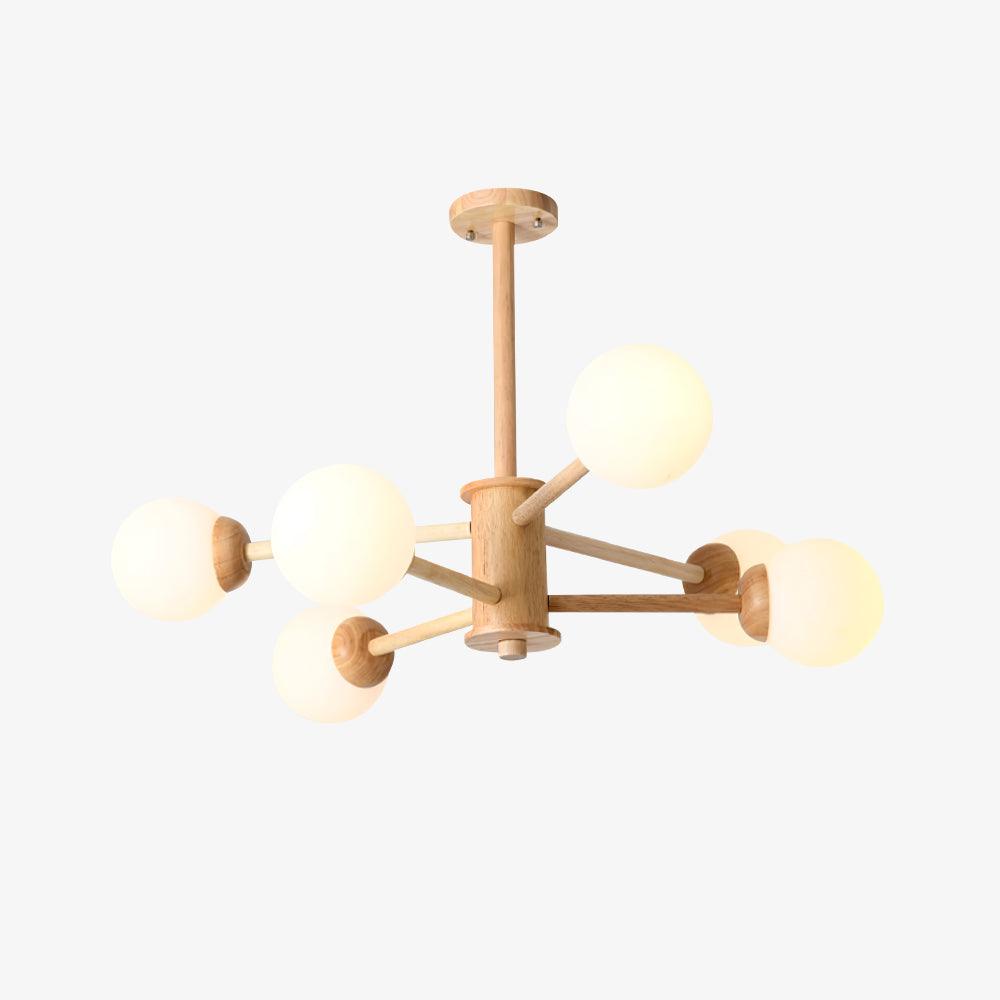 Kalds Chandelier Wooden Globe Minimalist Natural-Neutral Decor