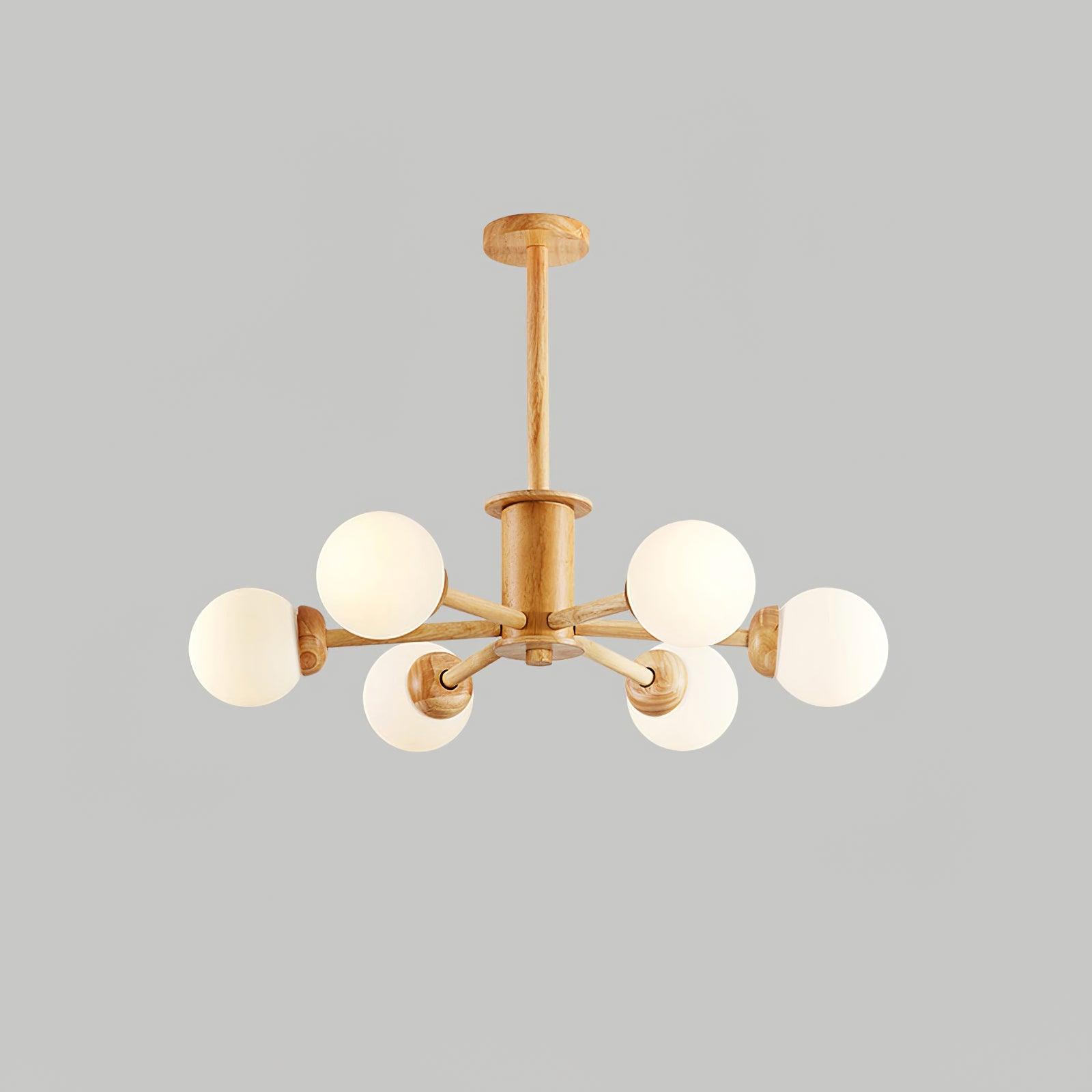 Kalds Chandelier Wooden Globe Minimalist Natural-Neutral Decor
