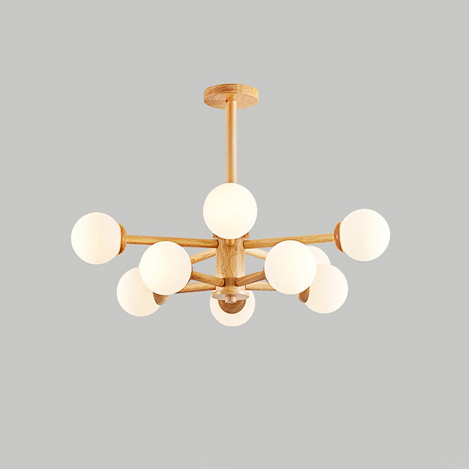 Kalds Chandelier Wooden Globe Minimalist Natural-Neutral Decor