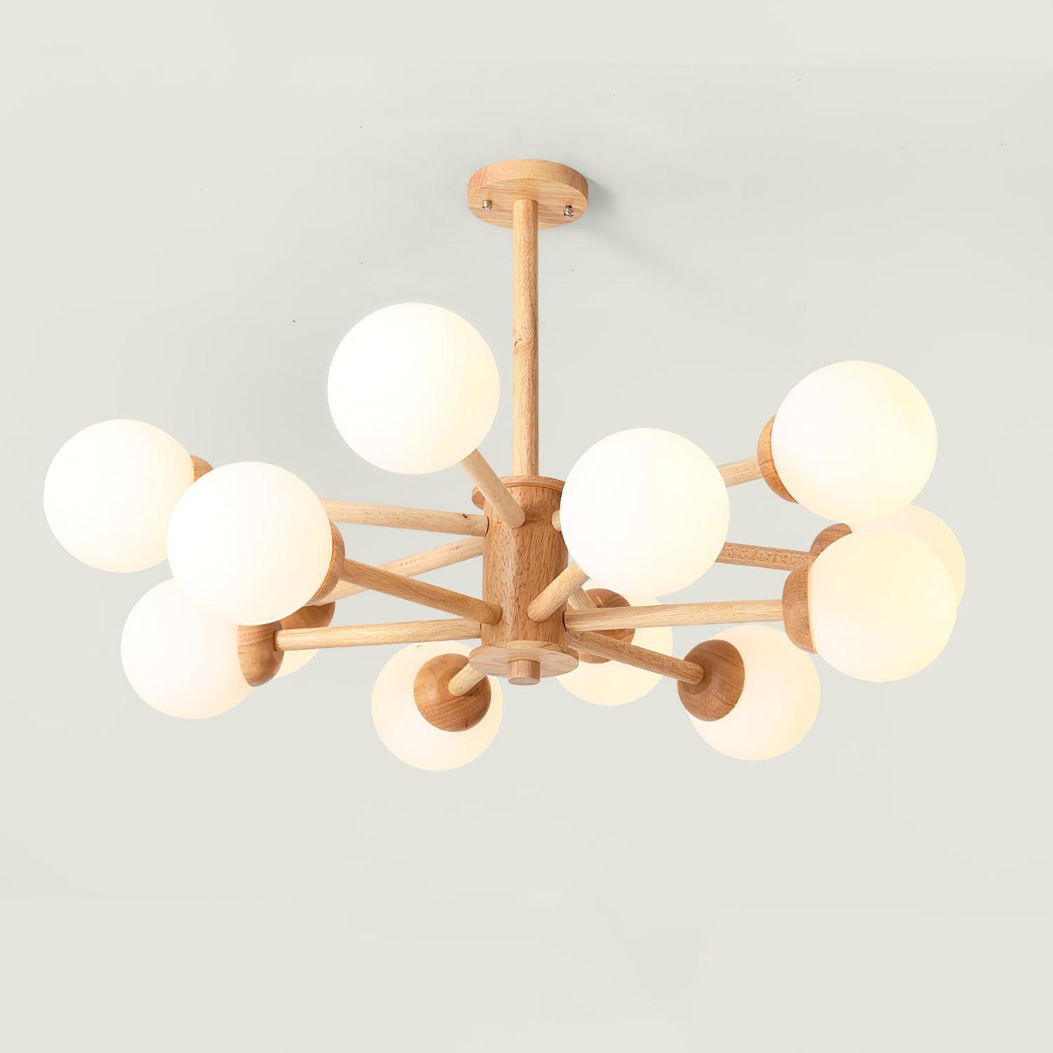 Kalds Chandelier Wooden Globe Minimalist Natural-Neutral Decor