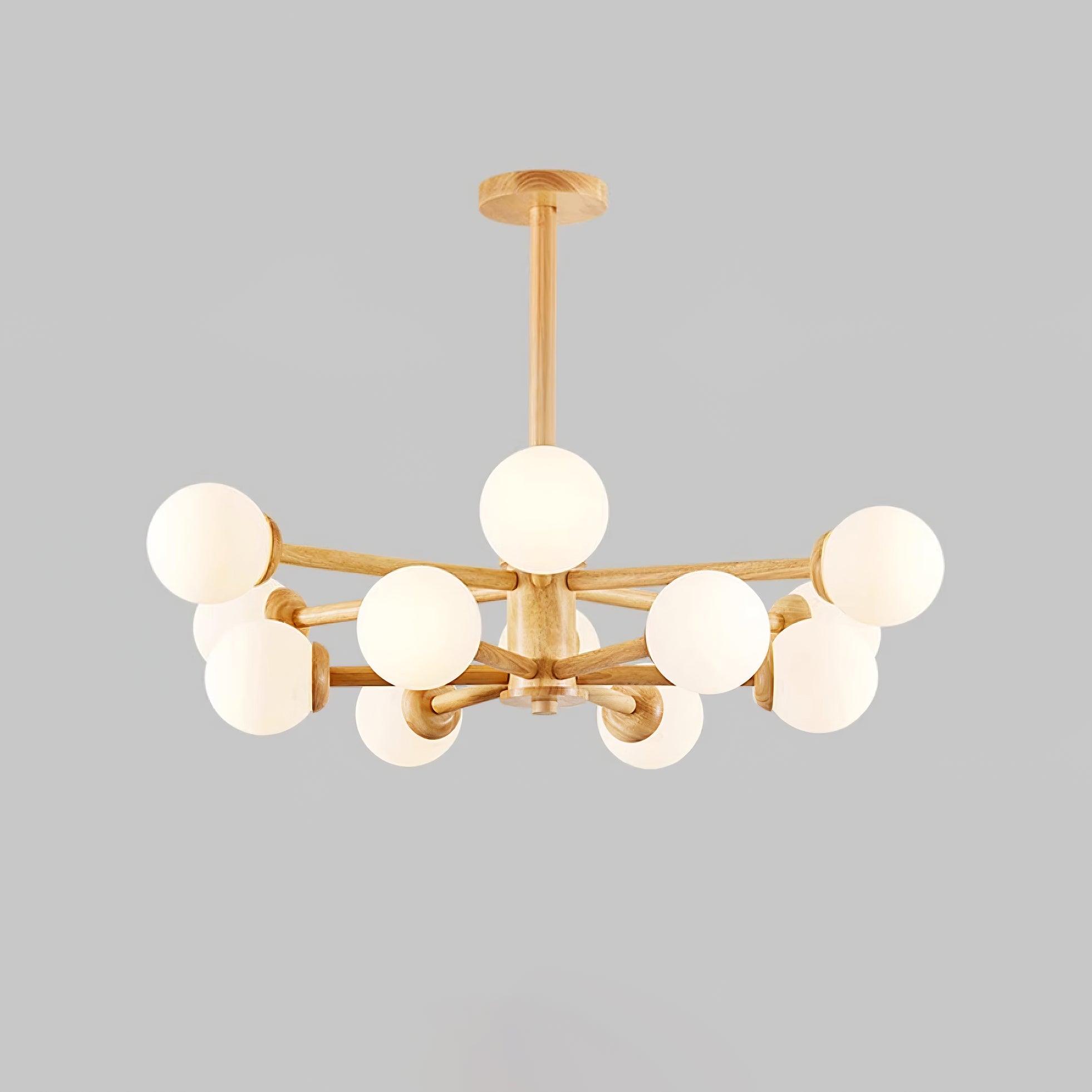 Kalds Chandelier Wooden Globe Minimalist Natural-Neutral Decor