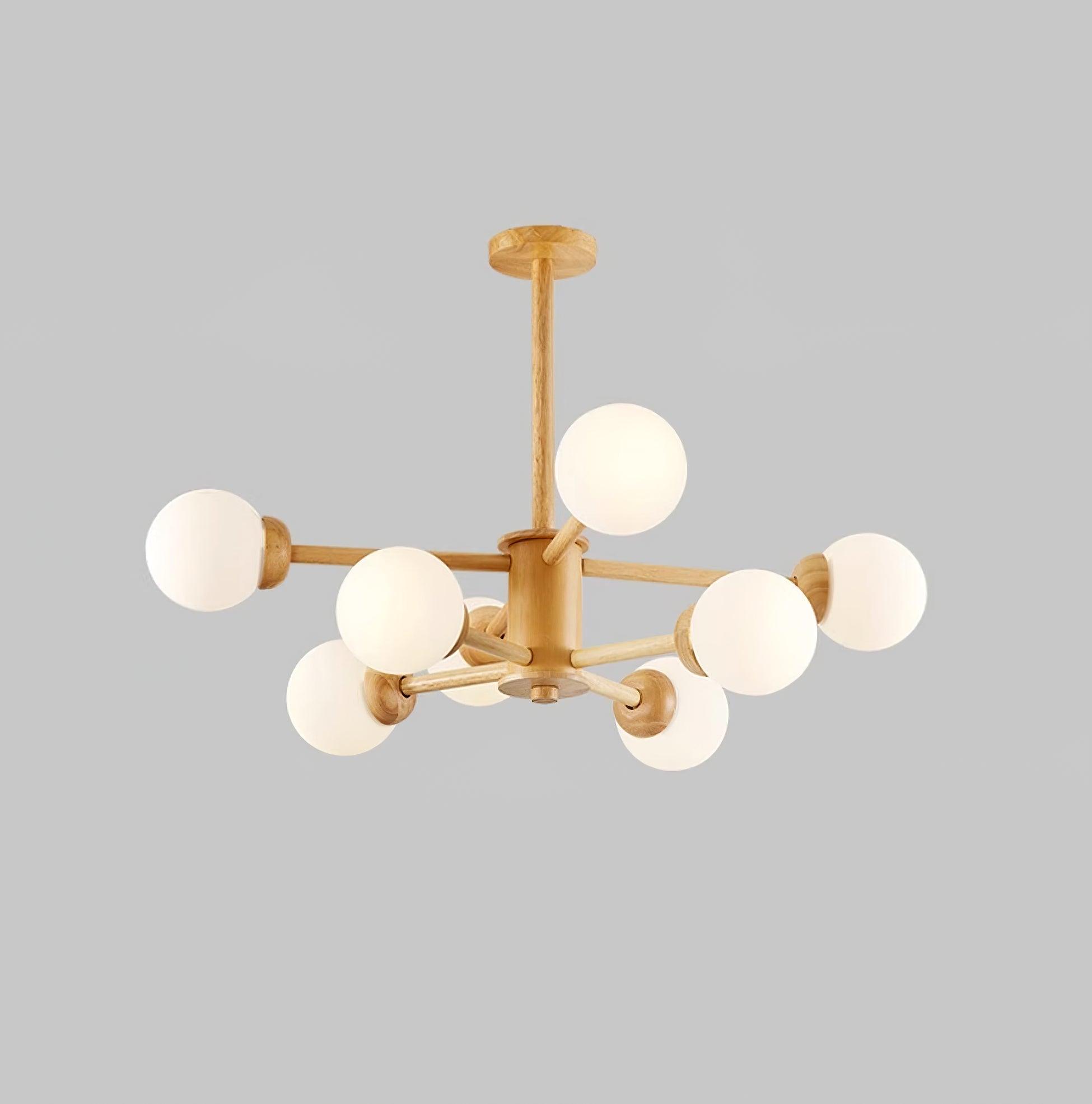 Kalds Chandelier Wooden Globe Minimalist Natural-Neutral Decor