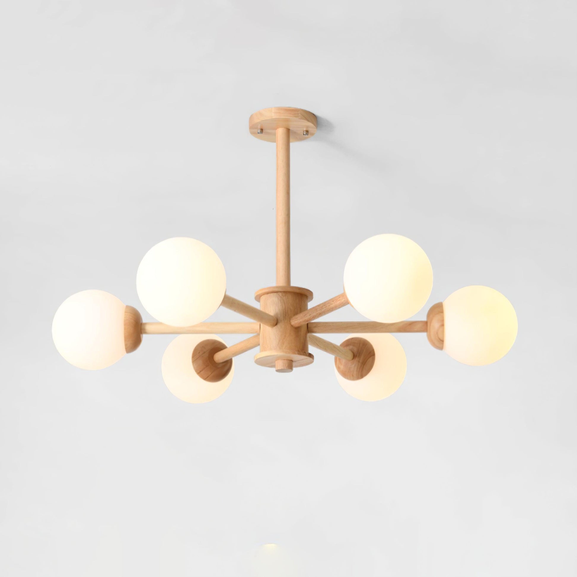 Kalds Chandelier Wooden Globe Minimalist Natural-Neutral Decor