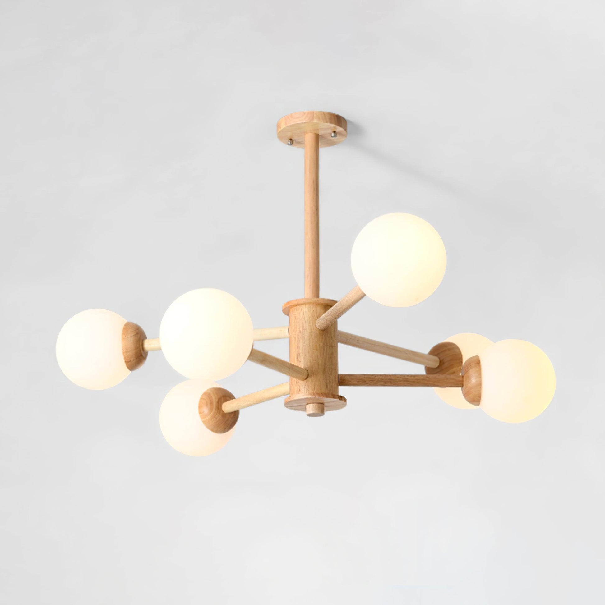 Kalds Chandelier Wooden Globe Minimalist Natural-Neutral Decor
