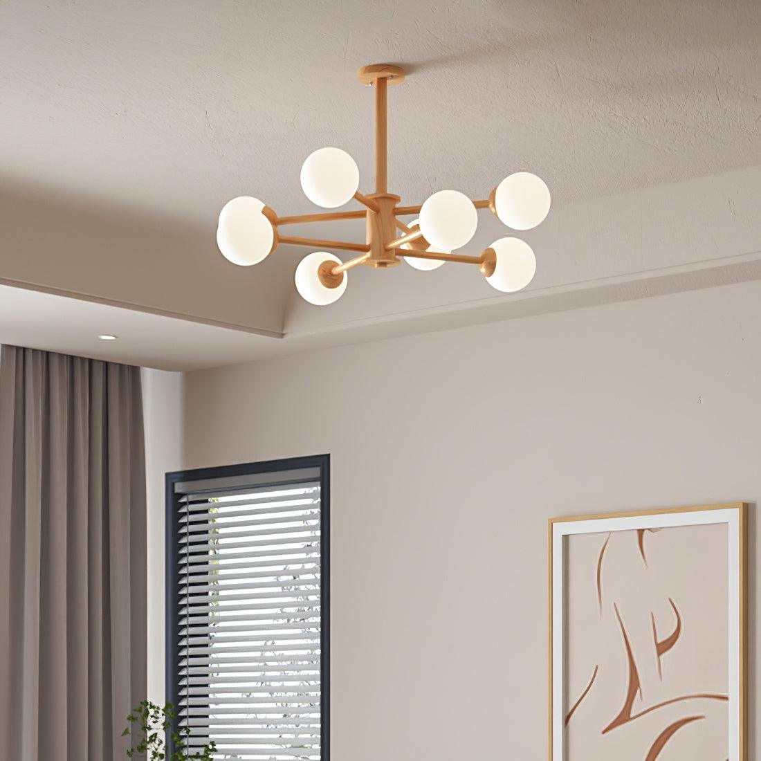 Kalds Chandelier Wooden Globe Minimalist Natural-Neutral Decor