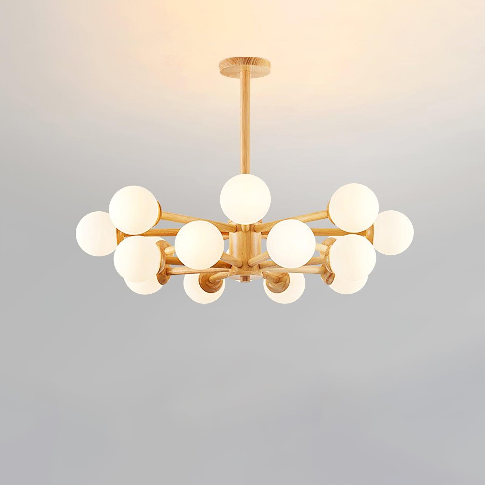 Kalds Chandelier Wooden Globe Minimalist Natural-Neutral Decor