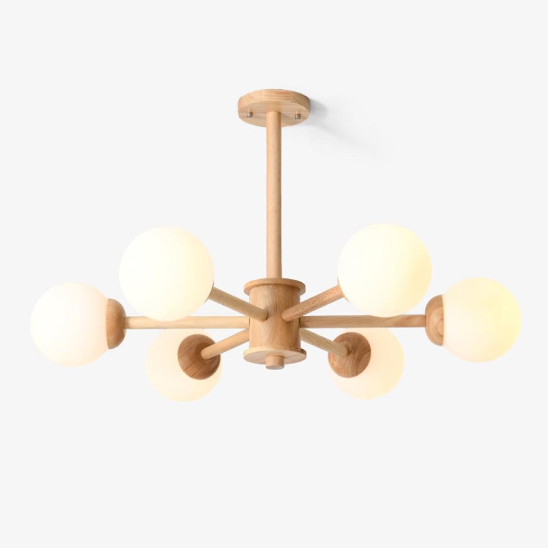 Kalds Chandelier Wooden Globe Minimalist Natural-Neutral Decor