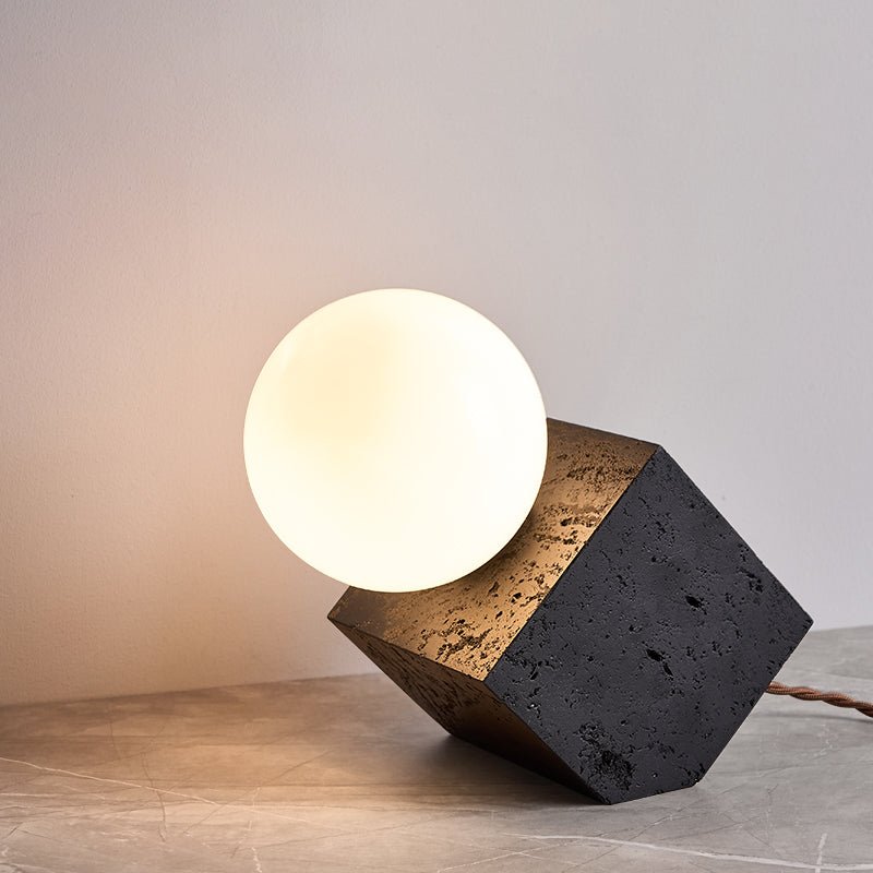 Milo Minimalist Black Travertine Table Lamp-Neutral Decor