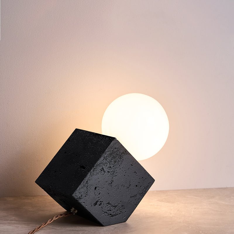 Milo Minimalist Black Travertine Table Lamp-Neutral Decor
