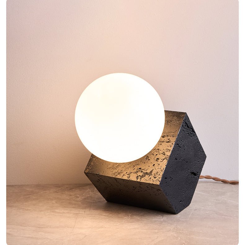 Milo Minimalist Black Travertine Table Lamp-Neutral Decor