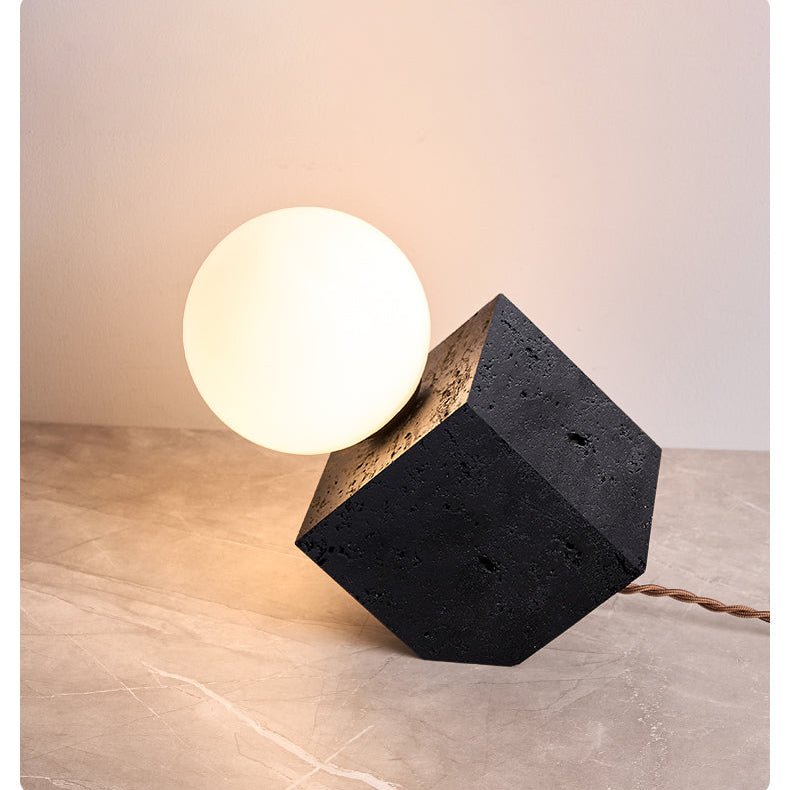 Milo Minimalist Black Travertine Table Lamp-Neutral Decor