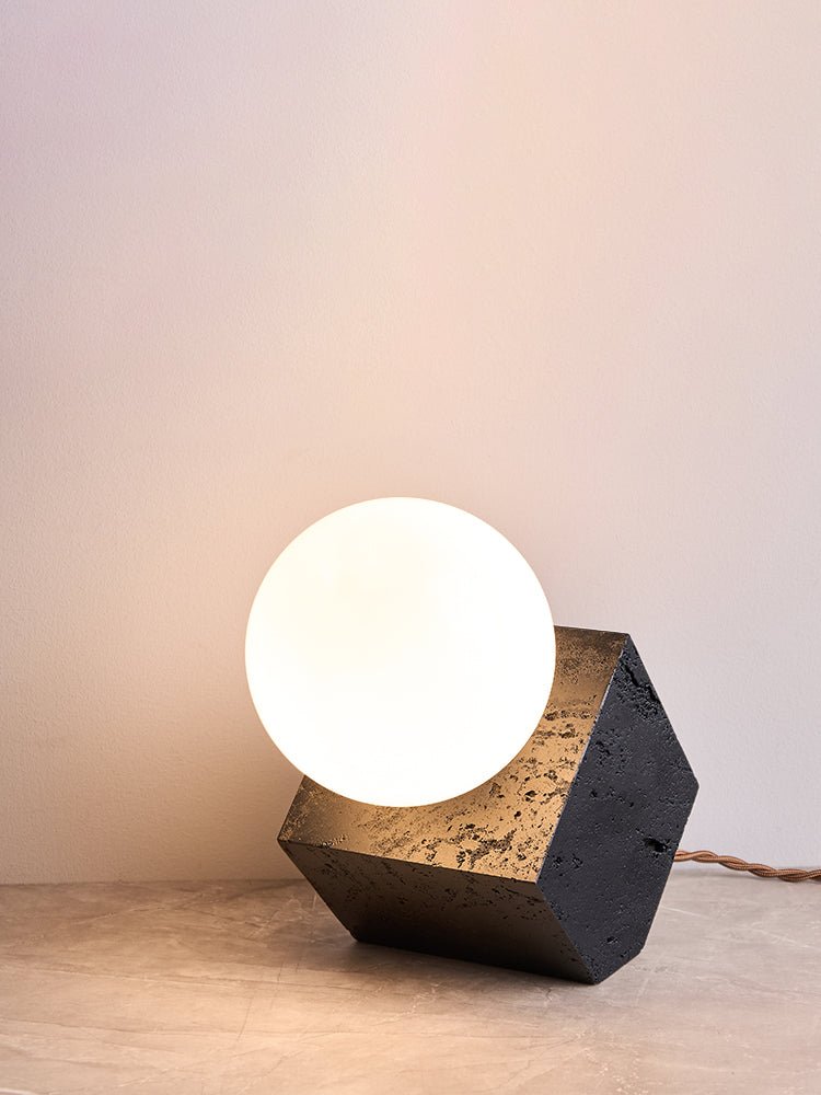 Milo Minimalist Black Travertine Table Lamp-Neutral Decor