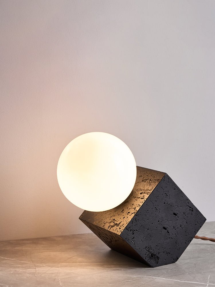 Milo Minimalist Black Travertine Table Lamp-Neutral Decor