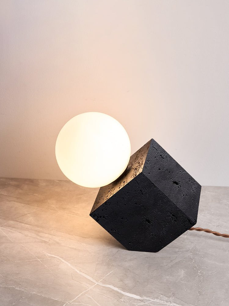 Milo Minimalist Black Travertine Table Lamp-Neutral Decor