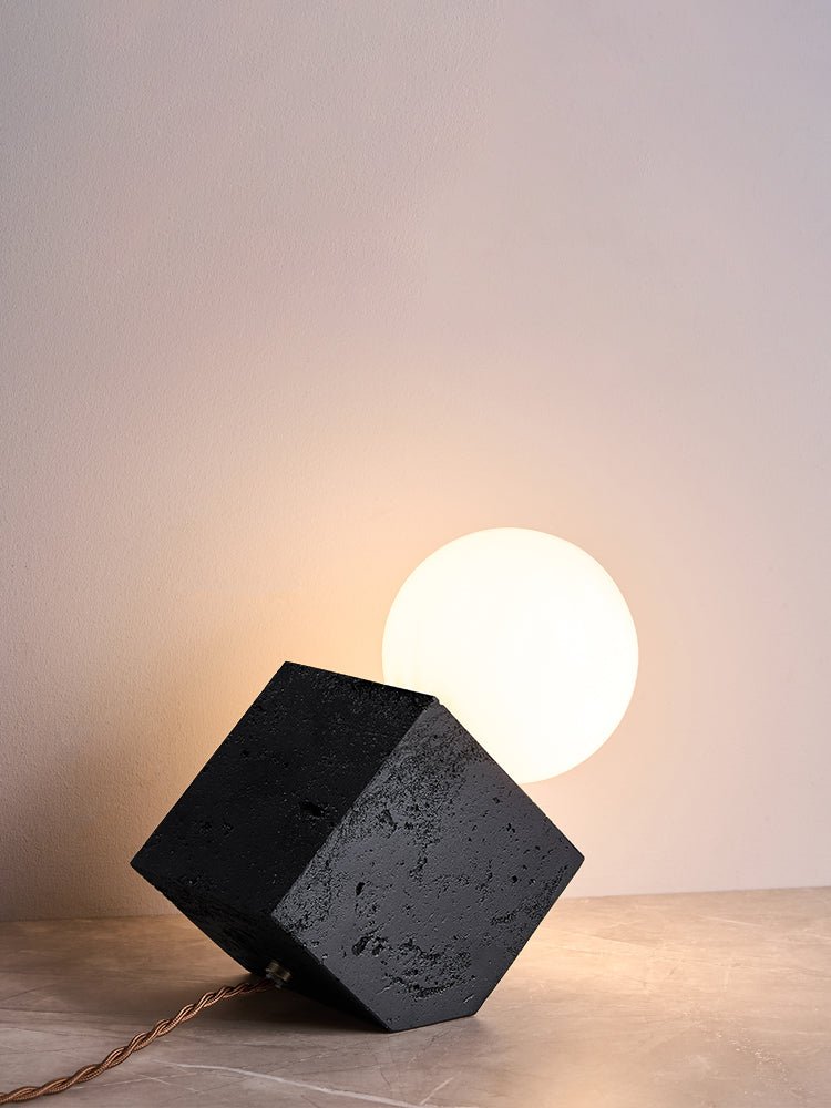 Milo Minimalist Black Travertine Table Lamp-Neutral Decor