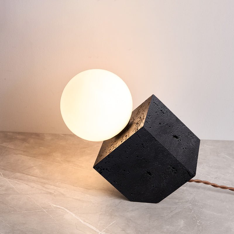 Milo Minimalist Black Travertine Table Lamp-Neutral Decor