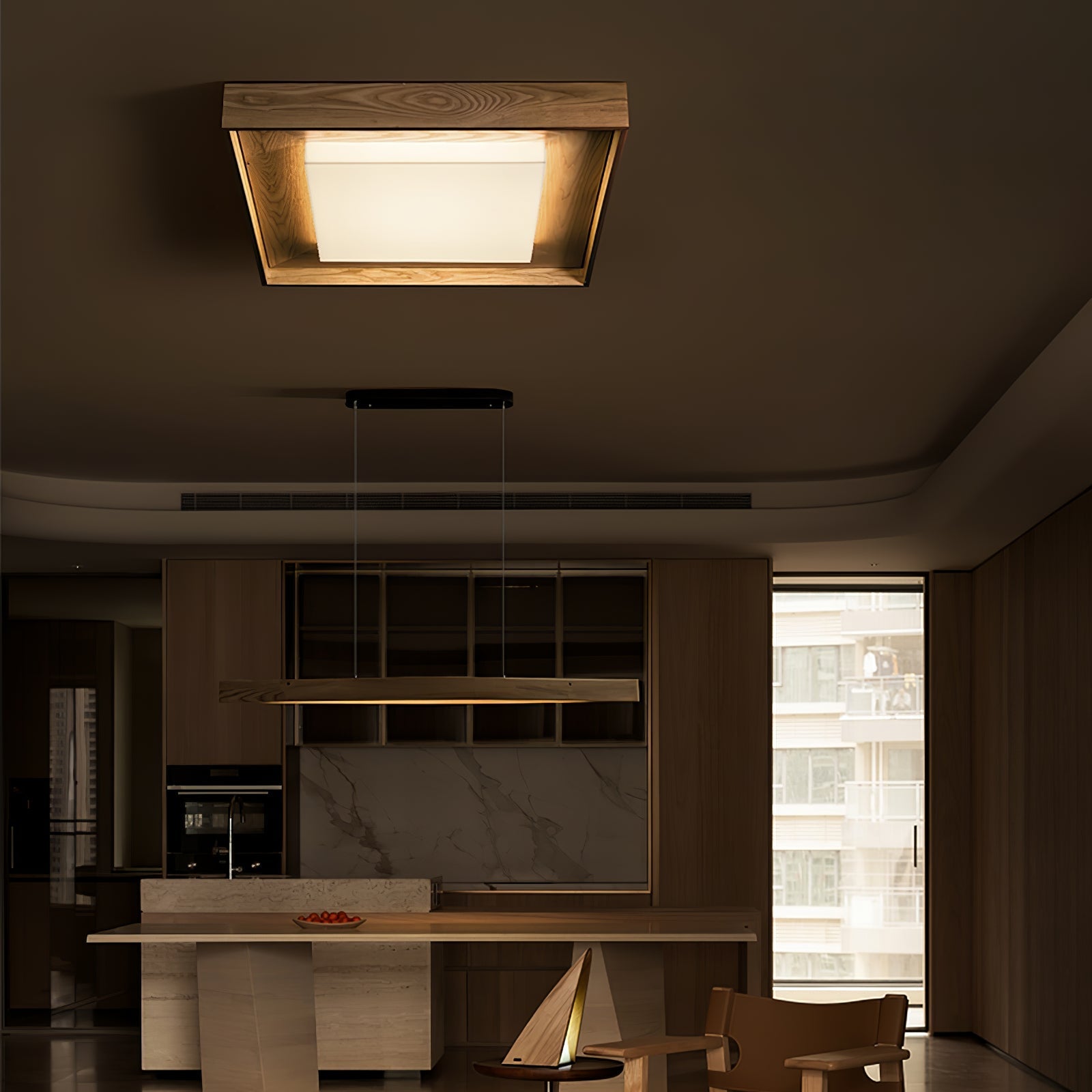Auro Rustic Wood Ceiling Light-Neutral Decor