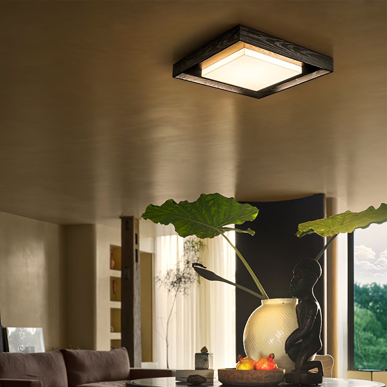 Auro Rustic Wood Ceiling Light-Neutral Decor