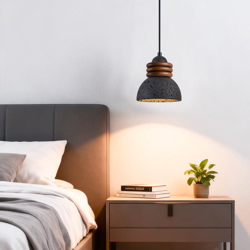 Riso Ring Black Travertine Pendant Lamp-Neutral Decor