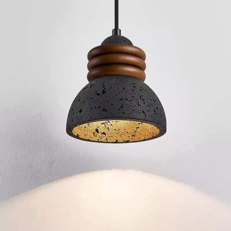 Riso Ring Black Travertine Pendant Lamp-Neutral Decor