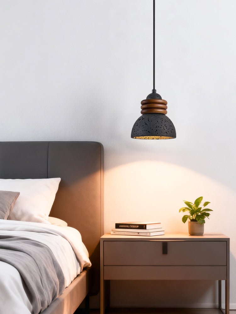 Riso Ring Black Travertine Pendant Lamp-Neutral Decor