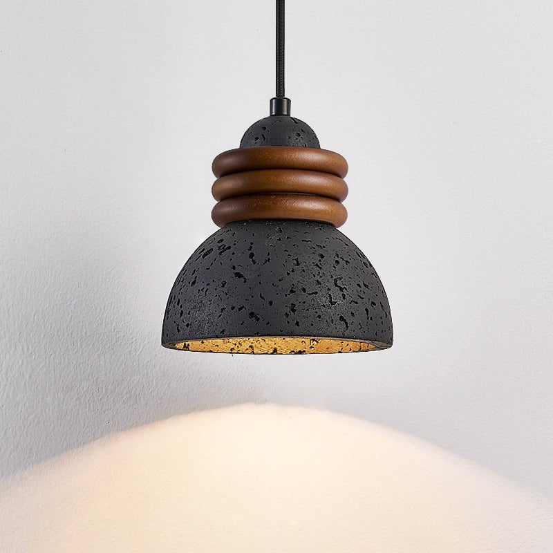 Riso Ring Black Travertine Pendant Lamp-Neutral Decor