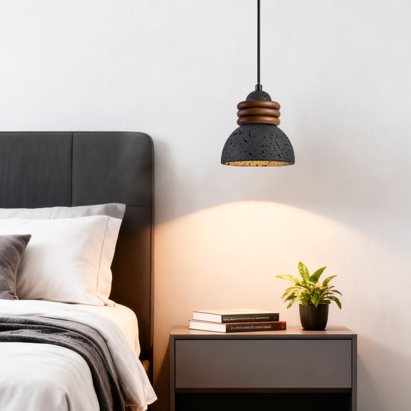 Riso Ring Black Travertine Pendant Lamp-Neutral Decor