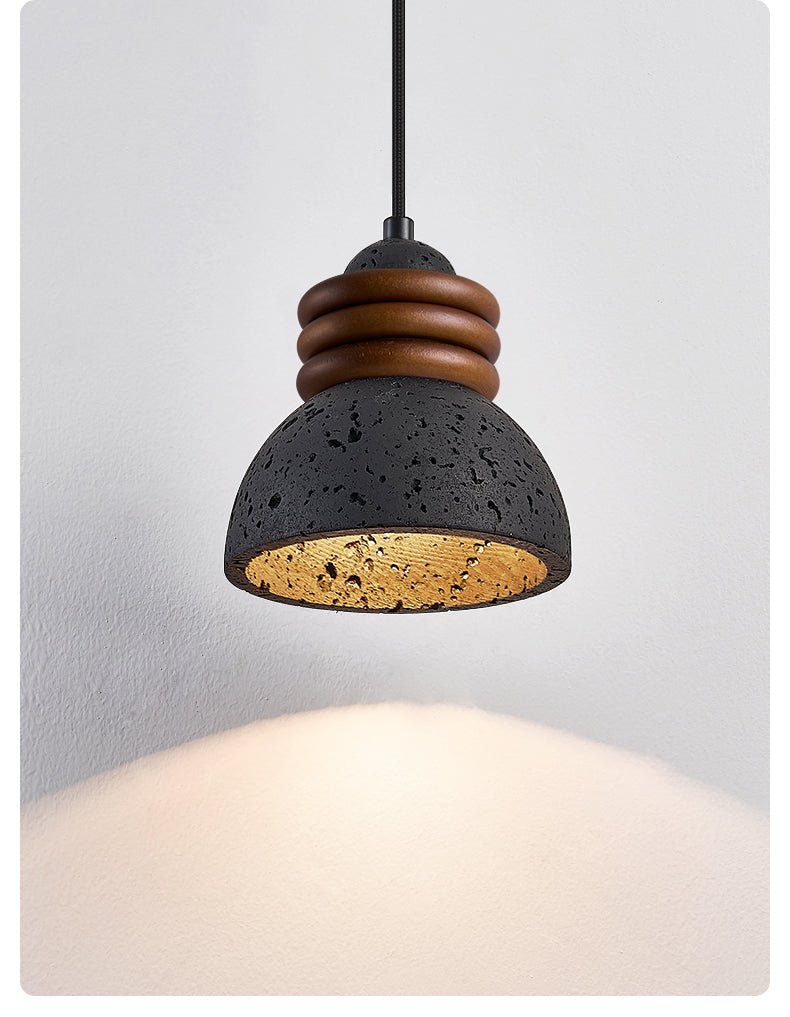 Riso Ring Black Travertine Pendant Lamp-Neutral Decor
