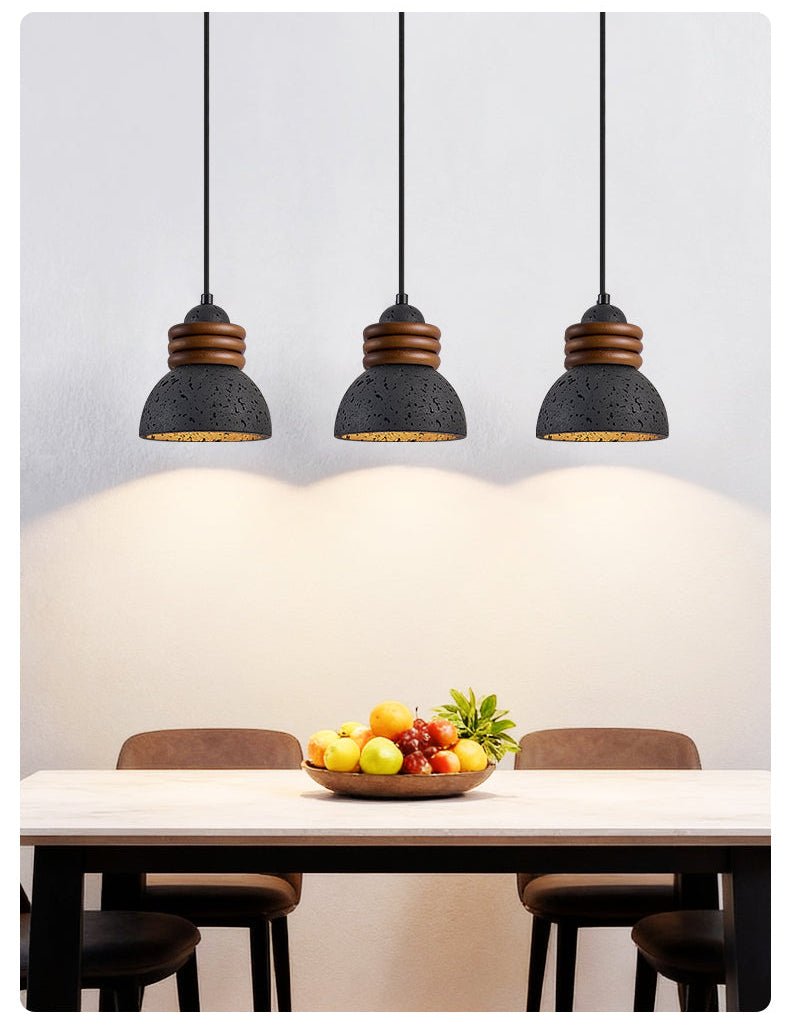 Riso Ring Black Travertine Pendant Lamp-Neutral Decor