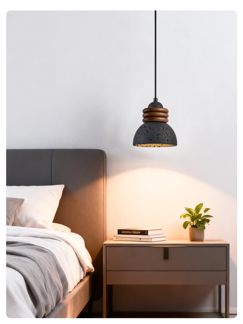 Riso Ring Black Travertine Pendant Lamp-Neutral Decor