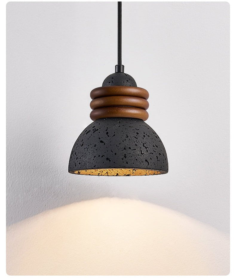 Riso Ring Black Travertine Pendant Lamp-Neutral Decor