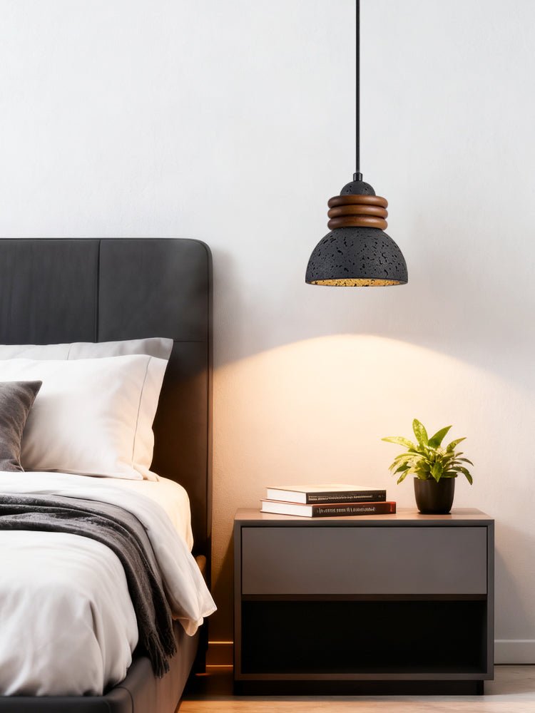 Riso Ring Black Travertine Pendant Lamp-Neutral Decor