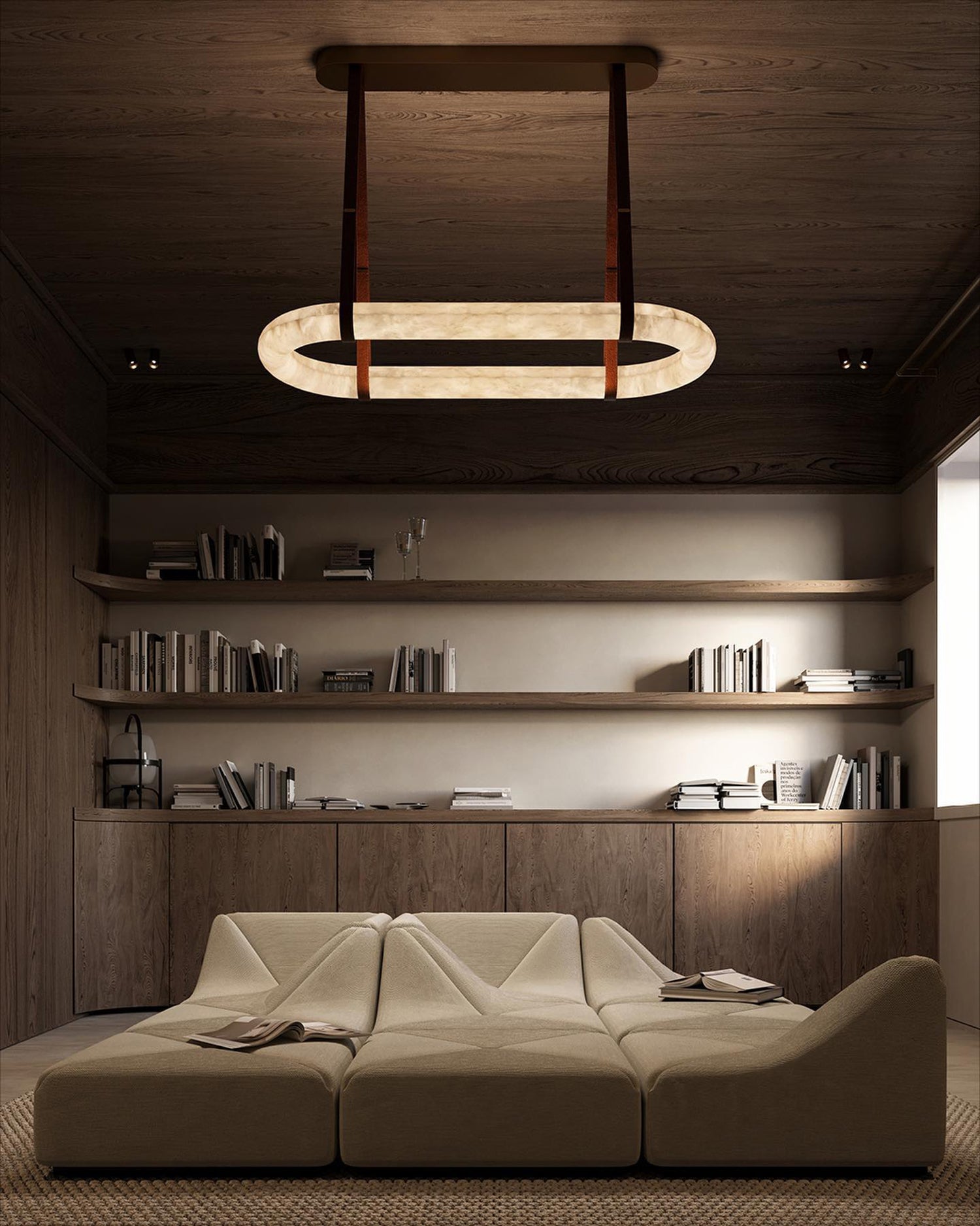 Kurve Chandelier Alabaster Ring Artificial leather
