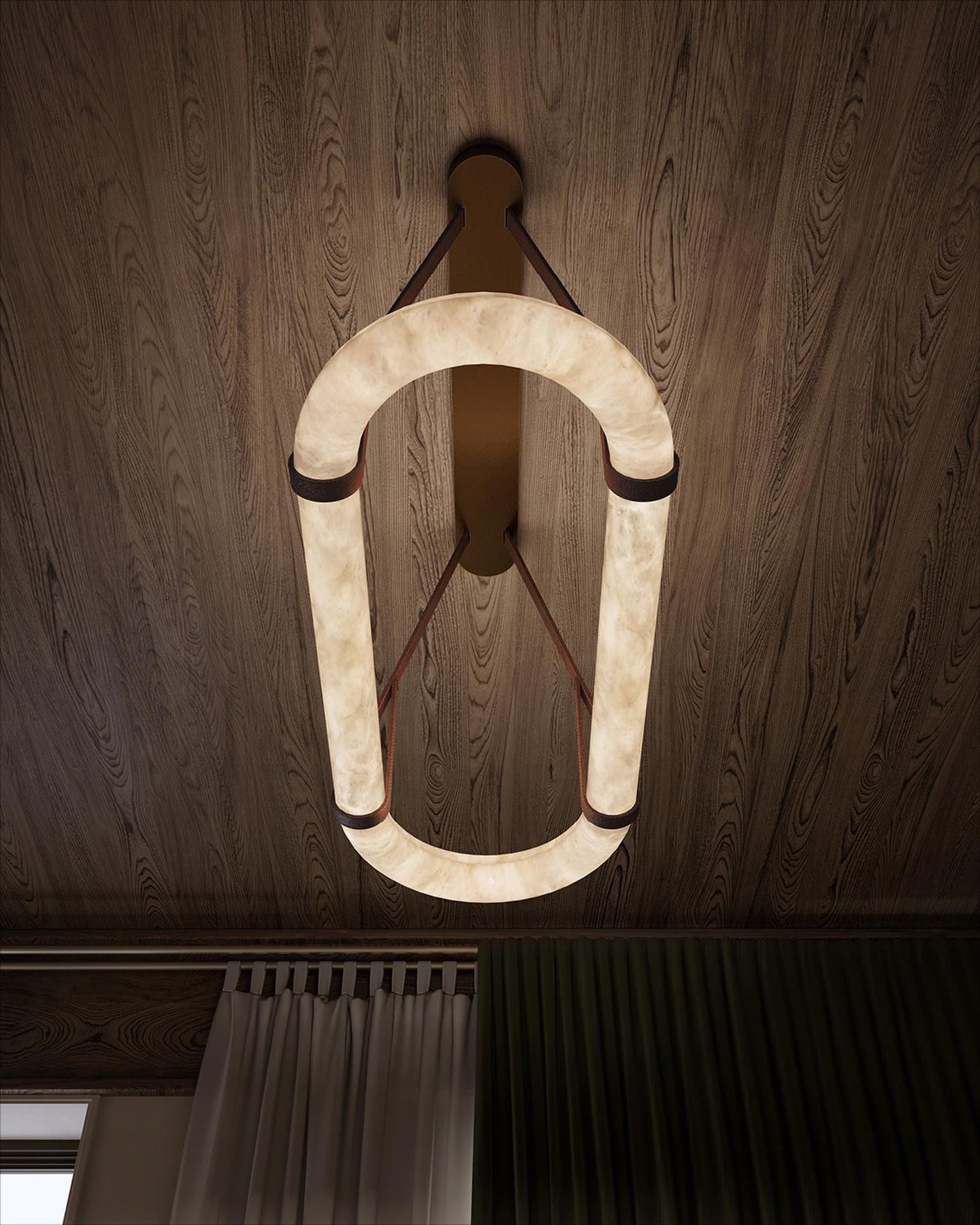 Kurve Chandelier Alabaster Ring Artificial leather