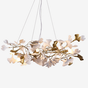 Olivia Luxury Ceramic Chandelier Large Foyer, Gingko leaf, Living Room - Neutral Decor