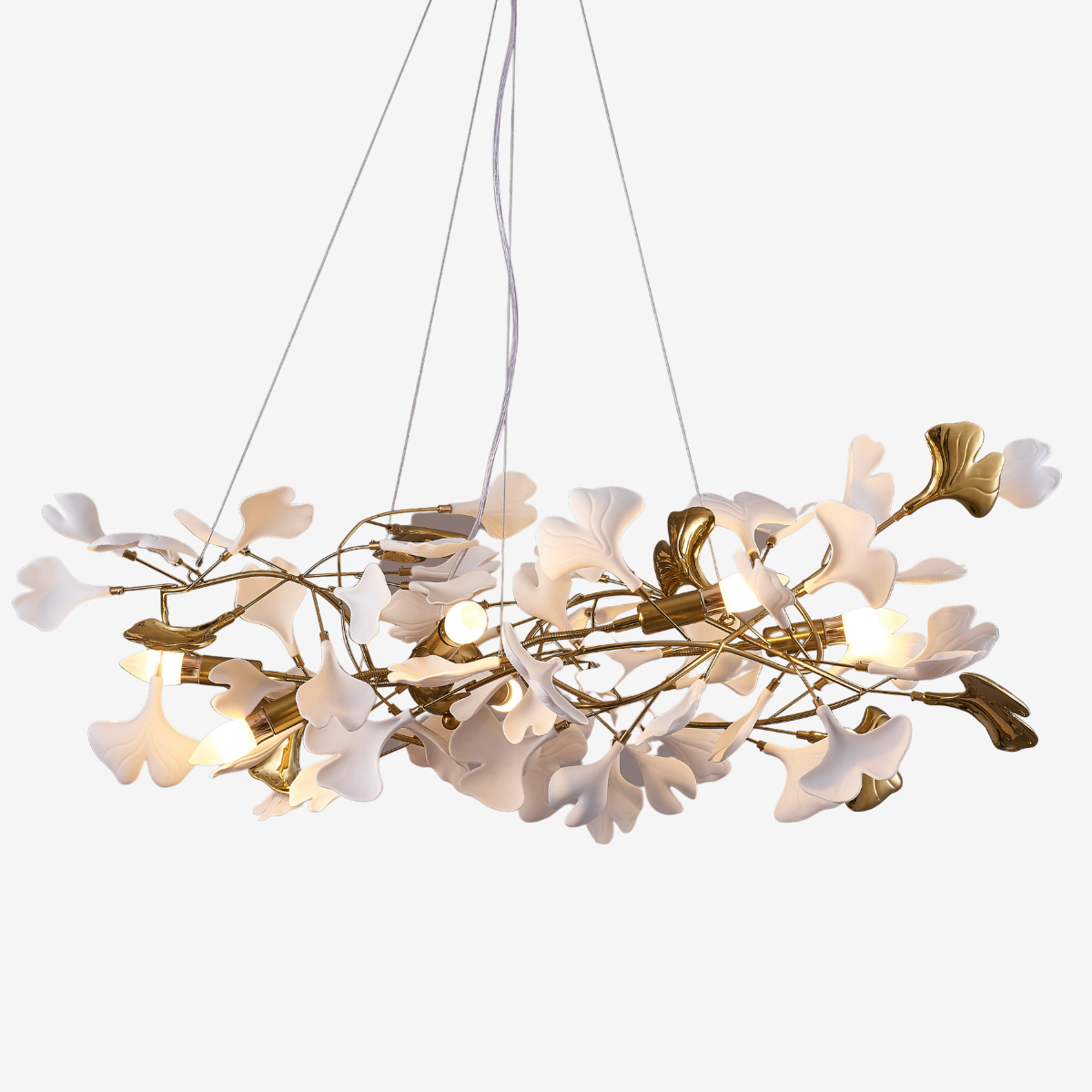 Olivia Luxury Ceramic Chandelier Large Foyer, Gingko leaf, Living Room - Neutral Decor