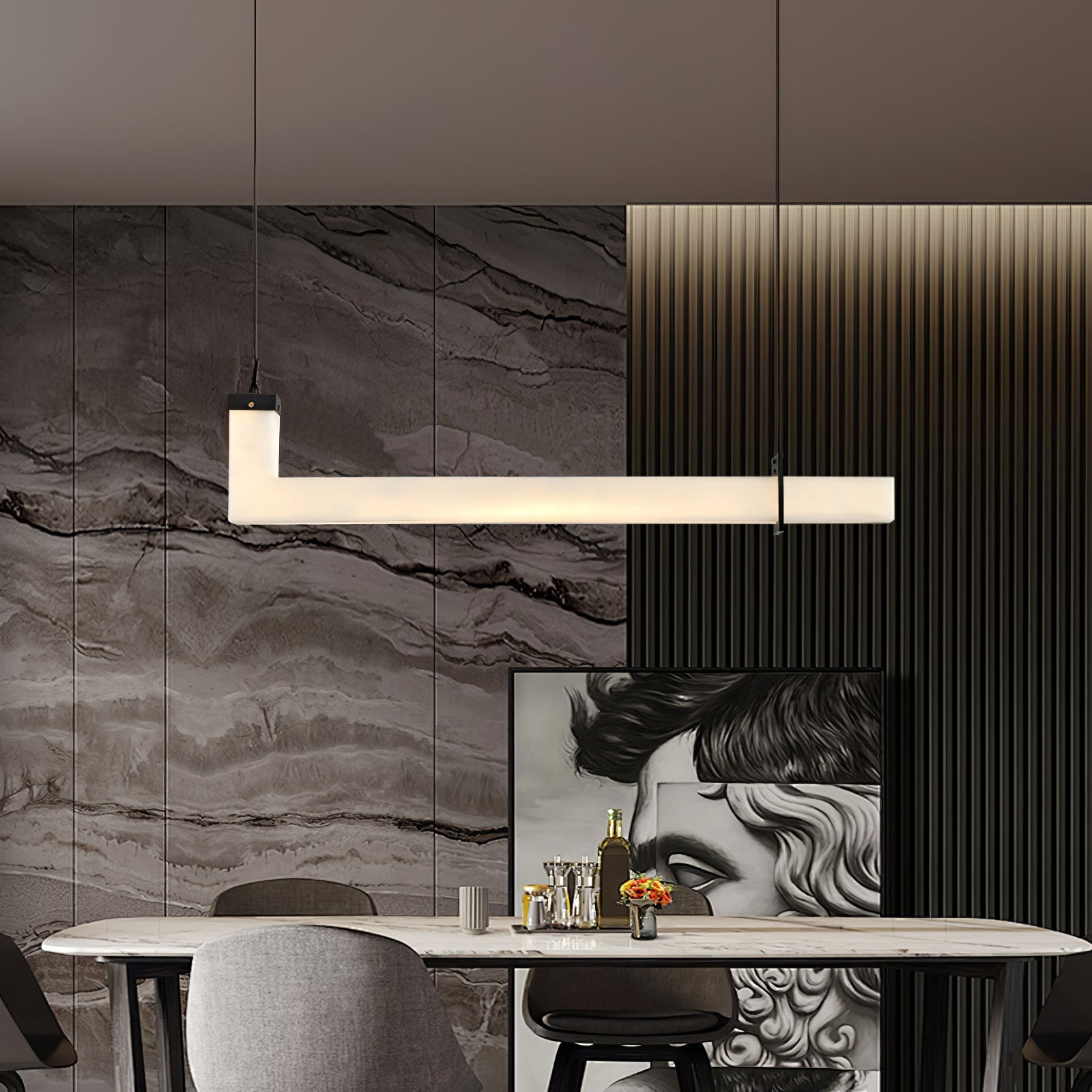 Astra Linear Alabaster Pendant Light-Neutral Decor