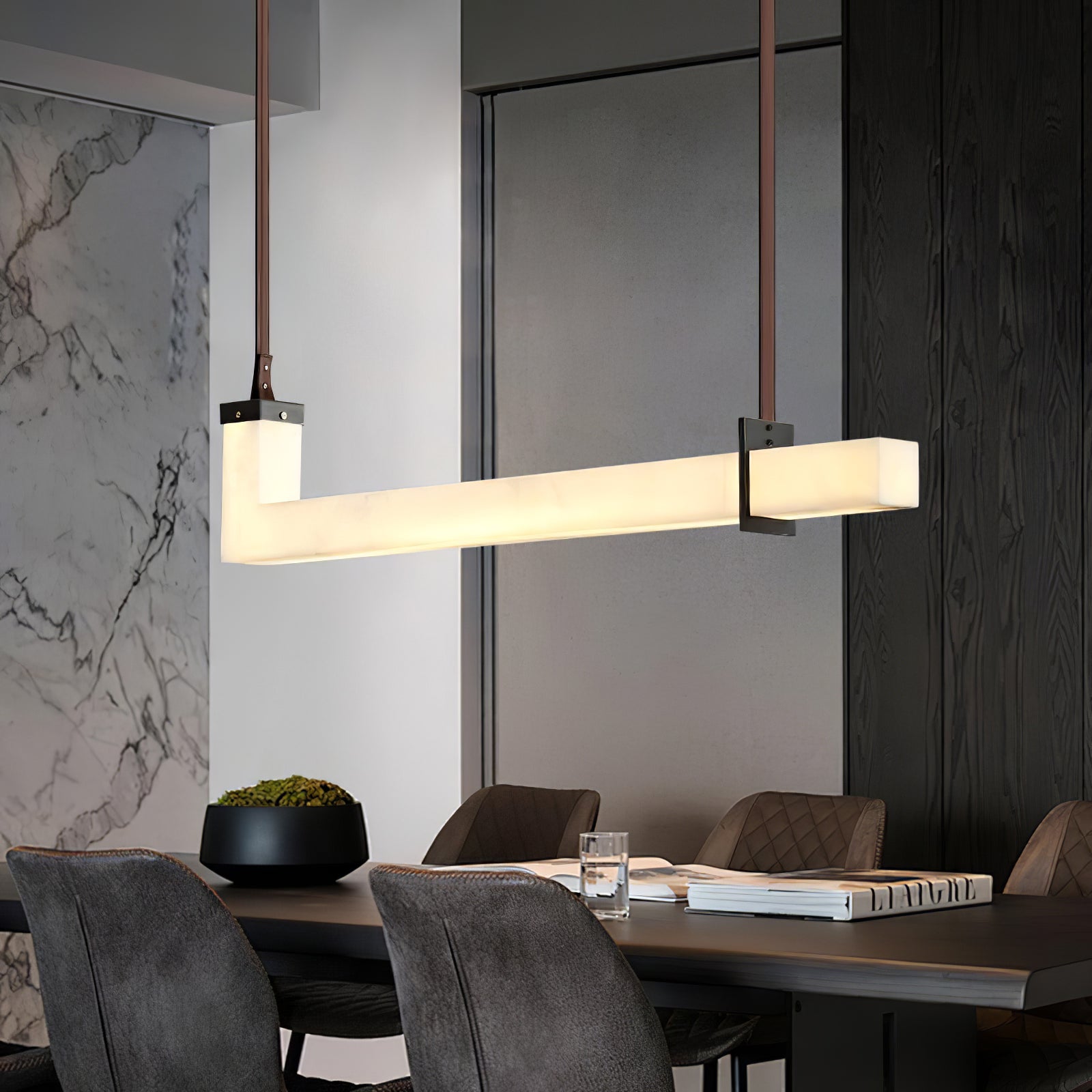 Astra Linear Alabaster Pendant Light-Neutral Decor