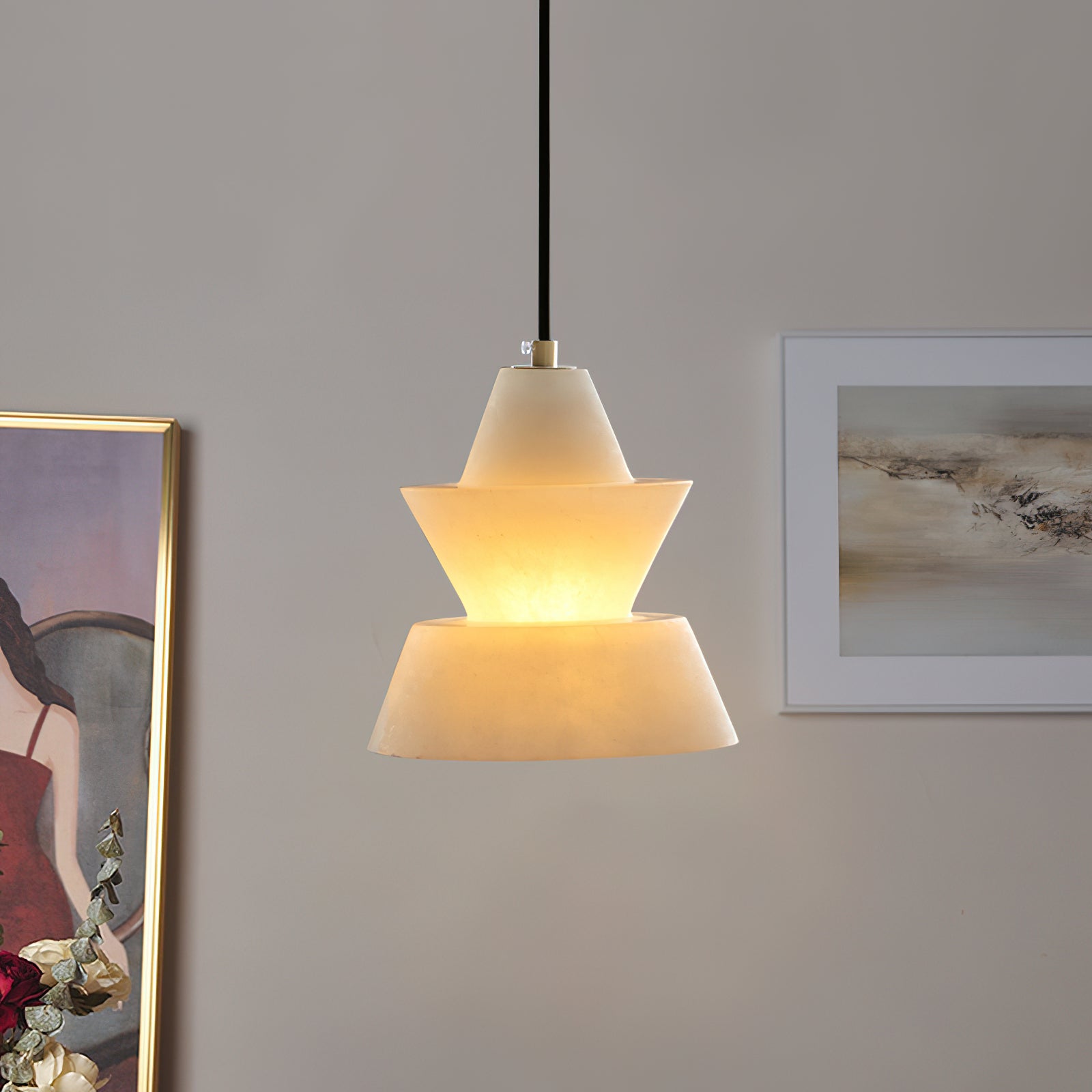 Evo Alabaster Pendant Light-Neutral Decor