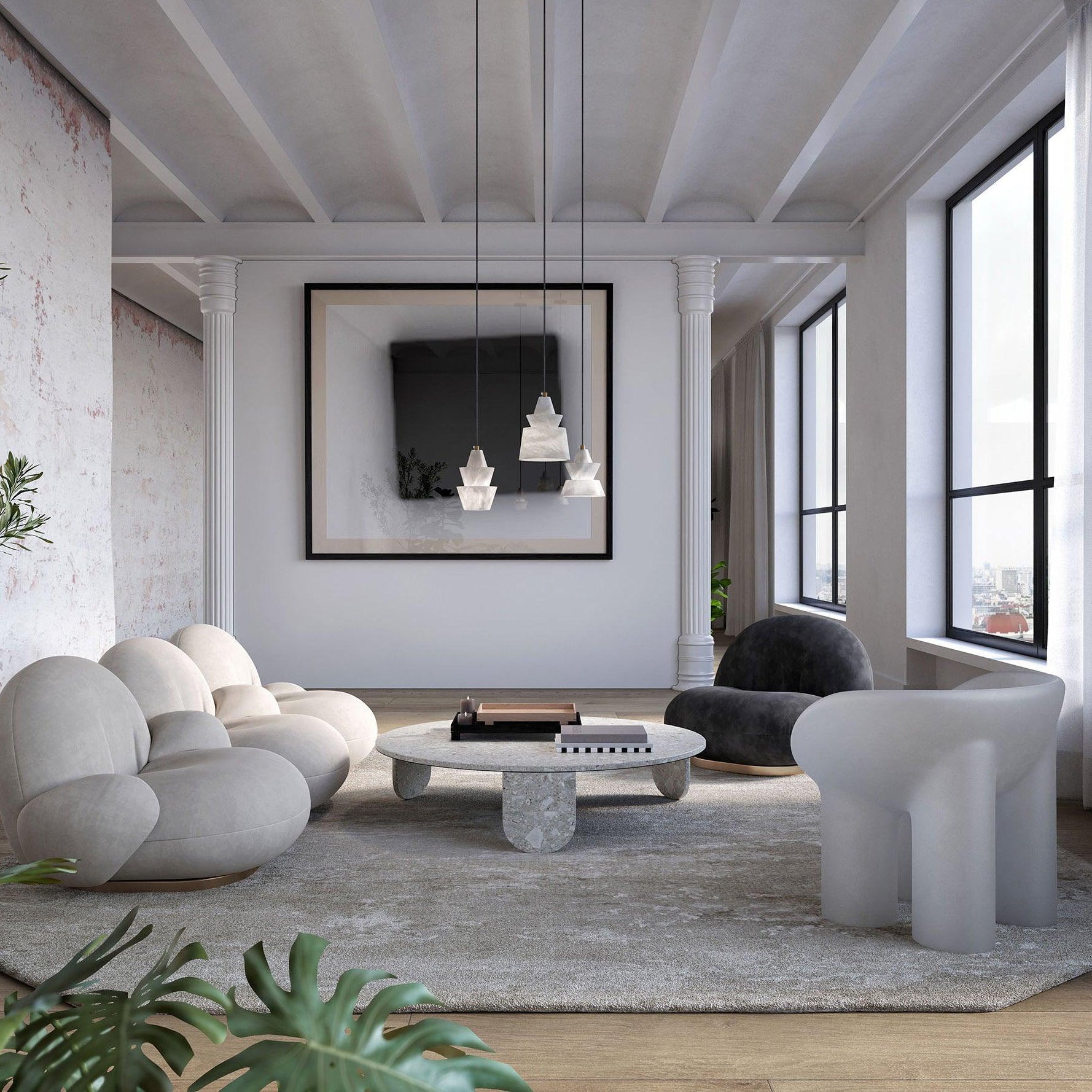 Evo Alabaster Pendant Light-Neutral Decor