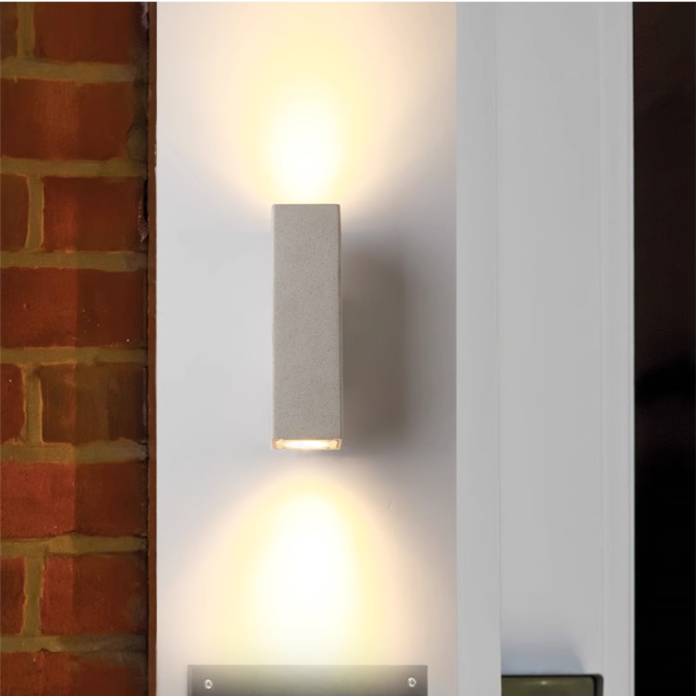Ray Minimalist Cement Square Outdoor Wall Lamp, White - Neutral Decor