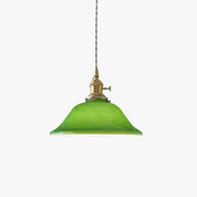 Valentina Rustic Vintage LED Pendant Light Green Copper Glass Dining Room - Neutral Decor