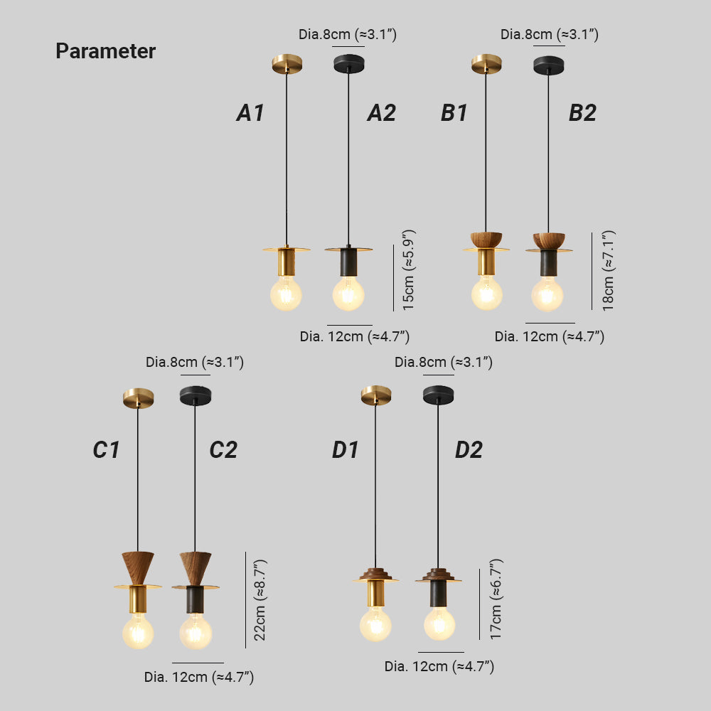 Valentina Modern Simple Pendant Light Copper Walnut Bedroom Dining Room - Neutral Decor