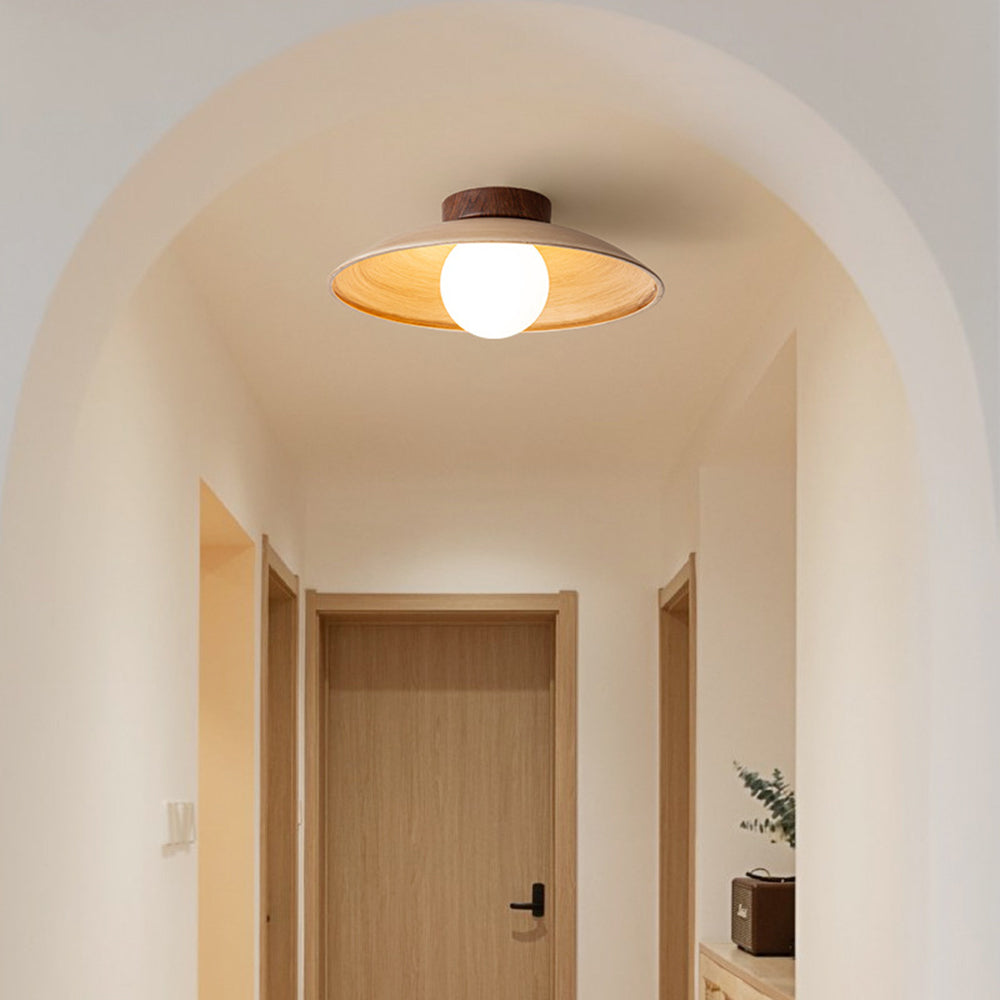 Muto Vintage Flush Mount Ceiling Light Wood/Metal/Glass Bar/Hotel - Neutral Decor