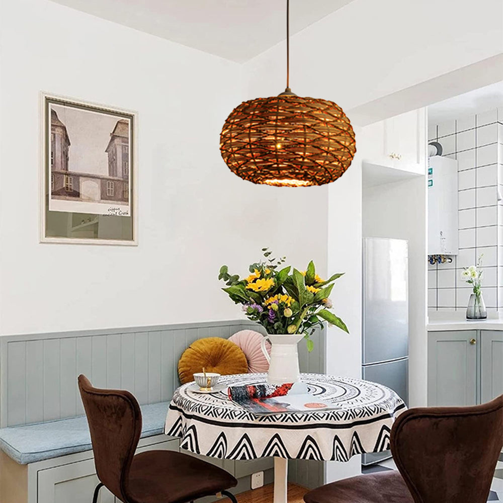 Ritta Boho Retro LED Pendant Light Wood Rattan Bedroom/Restaurant - Neutral Decor