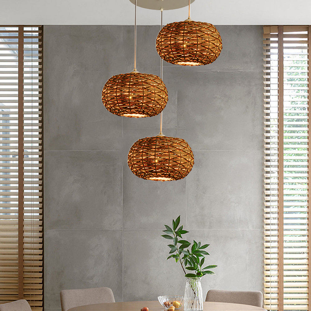 Ritta Boho Retro LED Pendant Light Wood Rattan Bedroom/Restaurant - Neutral Decor