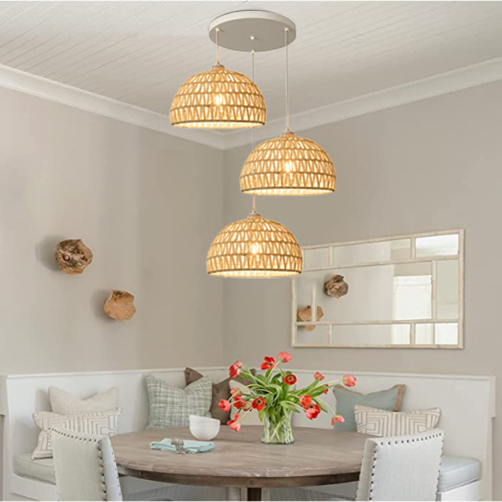 Ritta Boho Retro LED Pendant Light Wood Rattan Bedroom/Restaurant - Neutral Decor